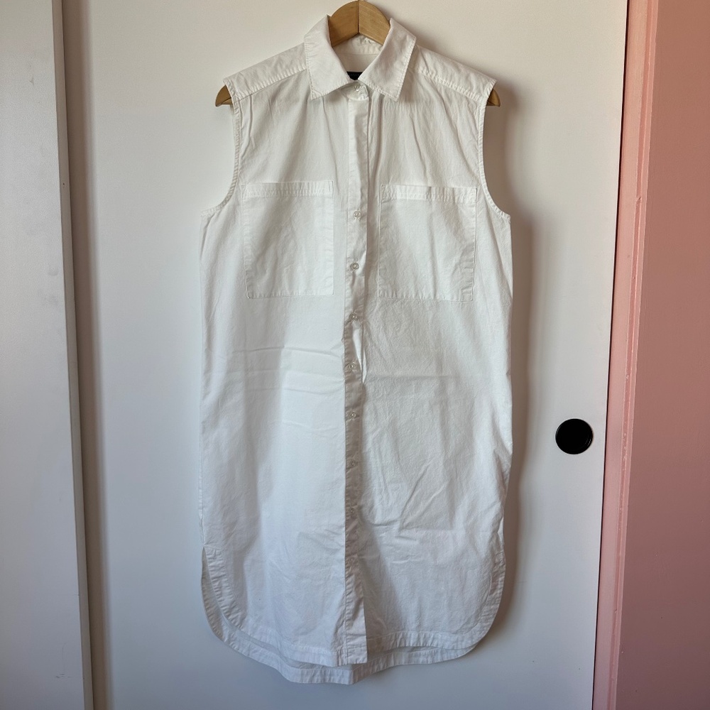 Banana Republic White Button Down Sleeveless Shirt Dress